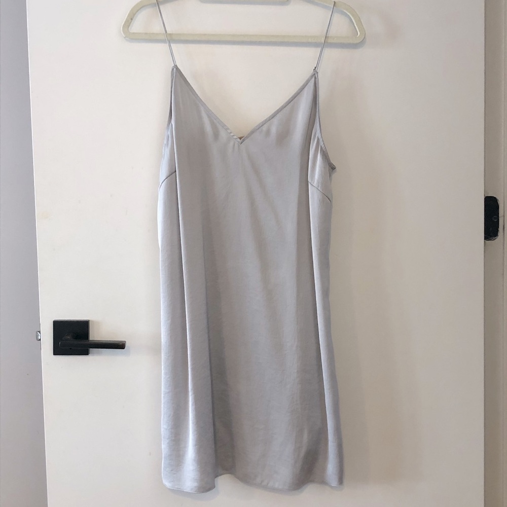 Silver mini slip dress
